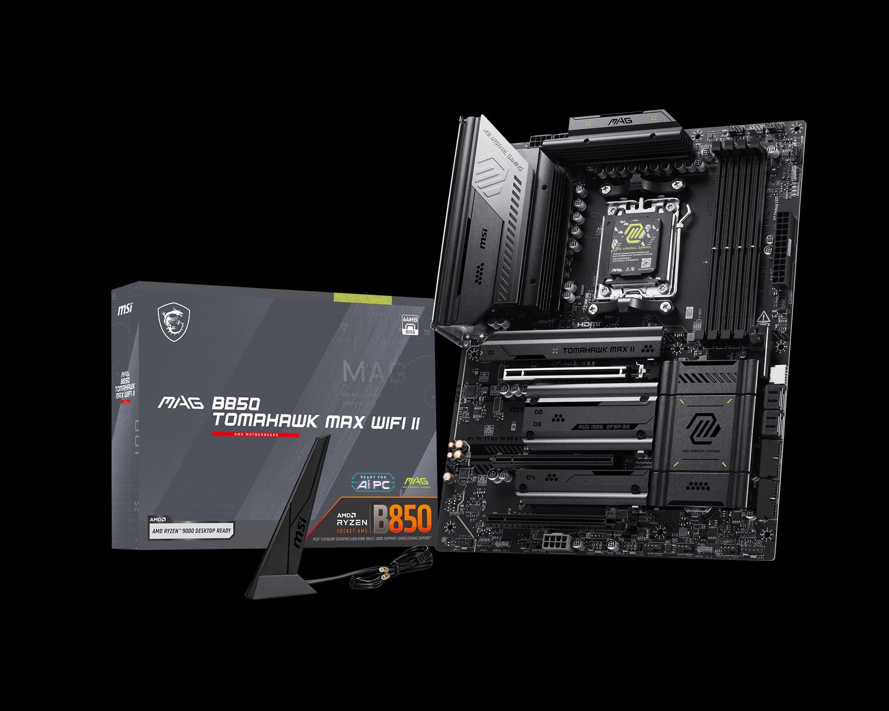 MSI MAG B850 TOMAHAWK MAX WIFI II AMD DDR5 PCIe 5.0 AM5 ATX Motherboard
