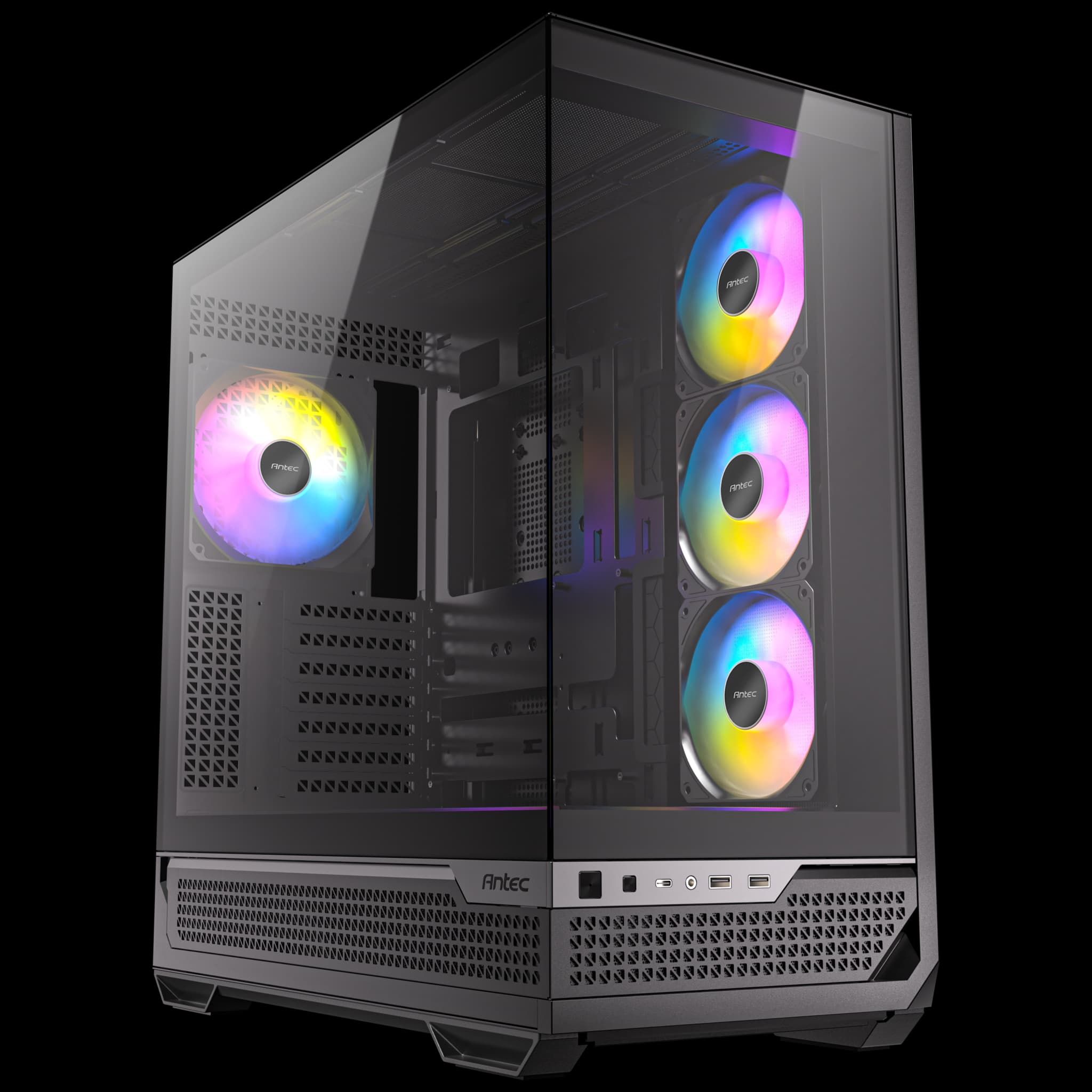 Antec C7 ARGB Mid Tower Tempered Glass PC Gaming Case – White, 3x 120mm & 1x 140mm ARGB Fans, USB 3.2 Gen2, EATX/ATX/mATX/mITX Support - Black