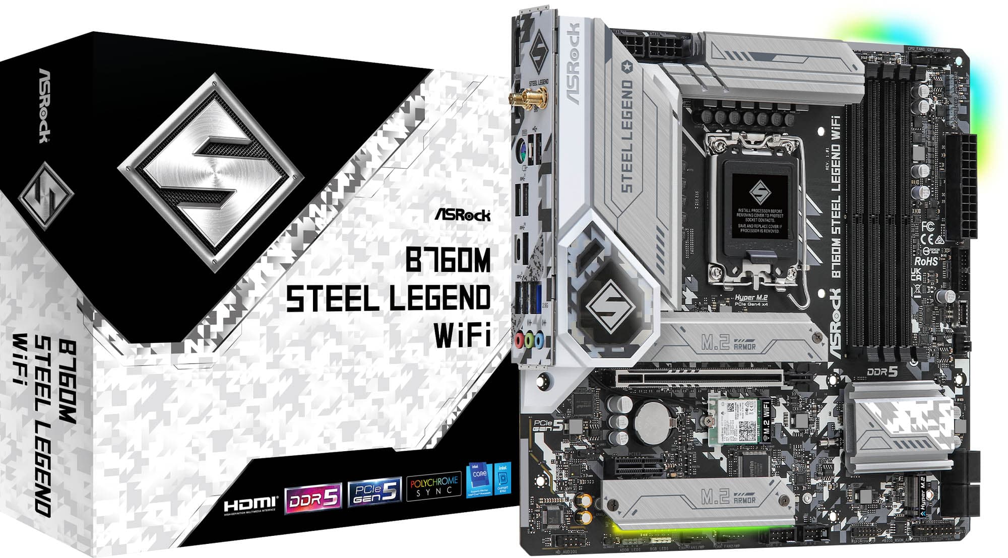 ASRock B760M STEEL LEGEND WIFI Intel DDR5 Micro ATX Motherboard - LGA 1700