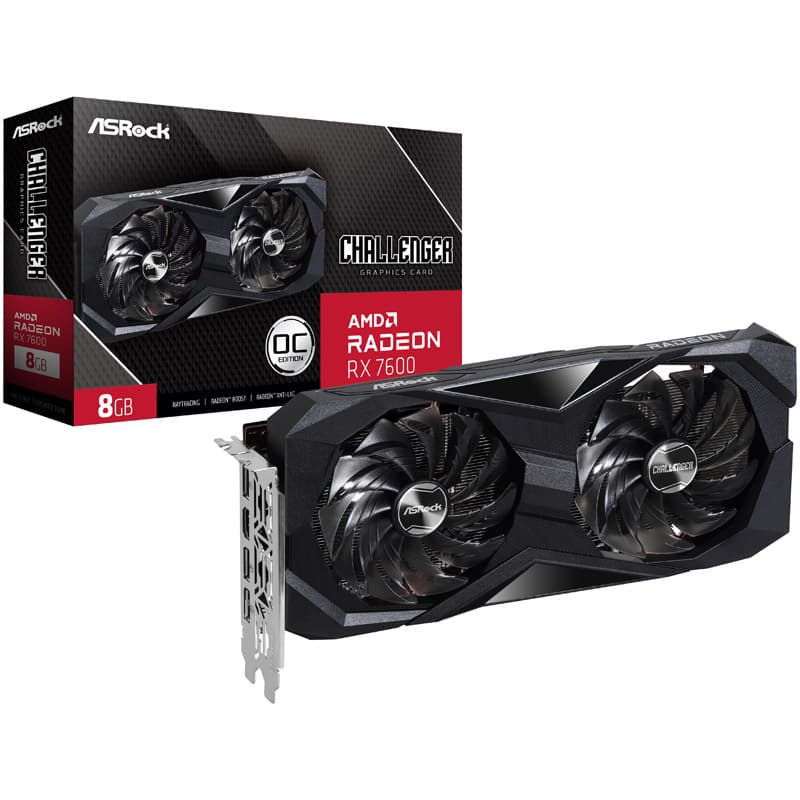 ASRock Radeon RX 7600 Challenger 8GB OC GDDR6 Graphics Card - RX7600 CL 8GO