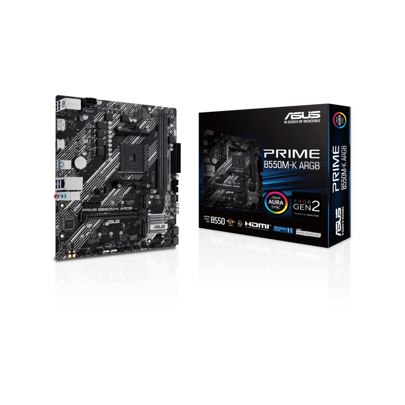 Asus Prime B550M-K ARGB AMD B550 DDR4 Micro ATX Motherboard - Socket AM4