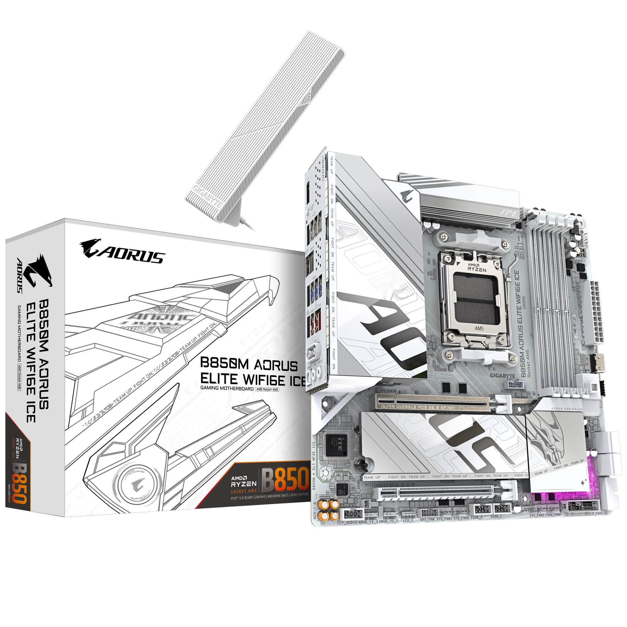 Gigabyte B850M AORUS ELITE WIFI6E ICE AMD Ryzen AM5 DDR5 ATX Motherboard
