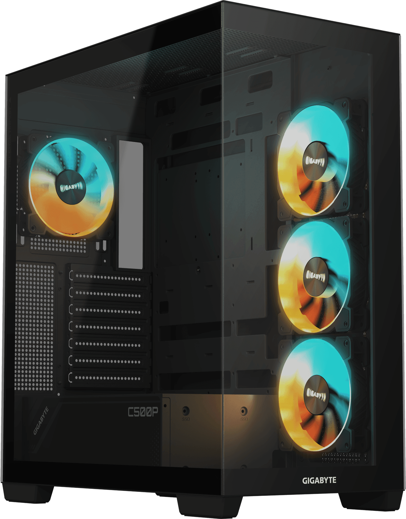 Gigabyte C500 Panoramic Stealth Tempered Glass Case - Black