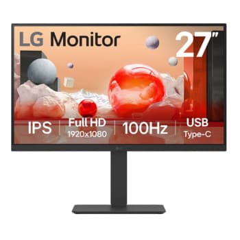 LG 27BA650-B 27" Full HD IPS 100Hz 5ms USB-C Height Adjustable Monitor with Speakers