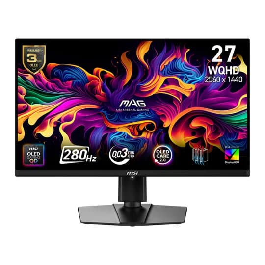 MSI MAG 271QP QD-OLED X28 27" 2560x1440 (WQHD) QD-OLED 280Hz 0.03ms Adaptive Sync HDMI 2.1 Widescreen Gaming Monitor