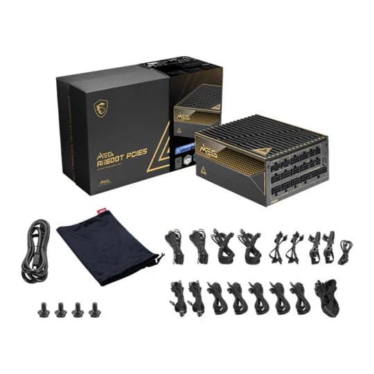 MSI MEG Ai1600T PCIE5 1600W PSU 80 PLUS Cybernetics Titanium Modular ATX 3.1 PCIe 5.1 Power Supply