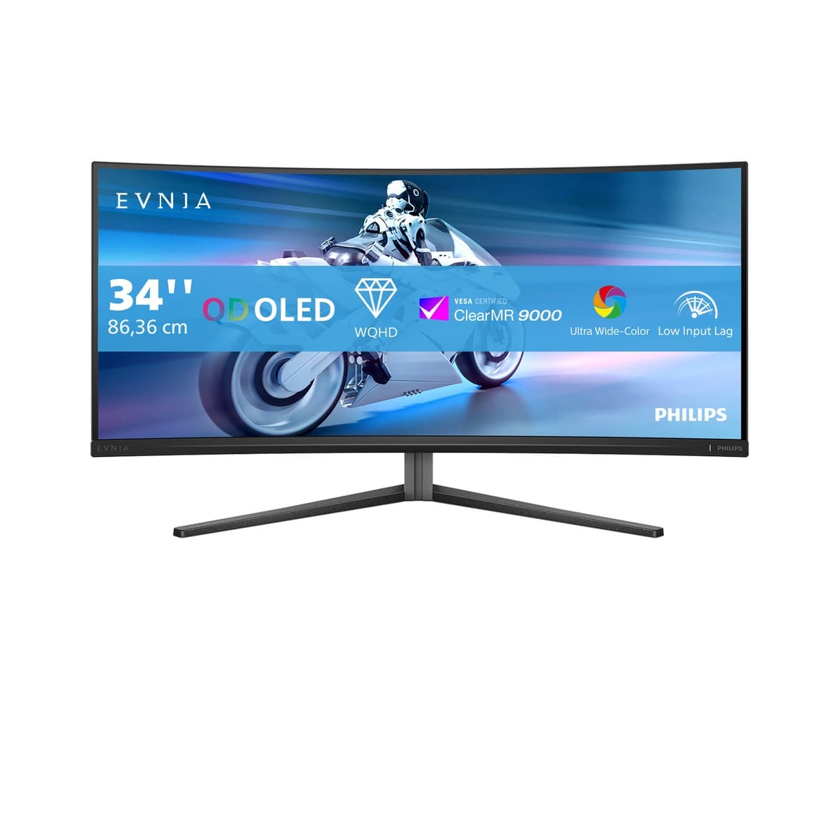 PHILIPS Evnia 34M2C6500/00 Wide Quad HD 34" Curved QD-OLED Gaming Monitor - Dark Slate, Silver/Grey