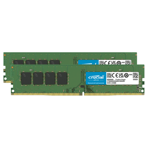 Crucial 32GB DDR4 Desktop Memory UDIMM Kit, 2 x 16GB, 3200MTs, PC4-25600, CL22, 1.2V