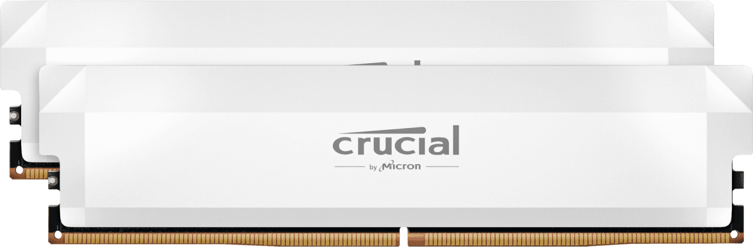 Crucial Pro 64GB (2x32GB) DDR5 6000MHz CL46 Desktop Memory Kit - White - CP2K32G60C40U5W