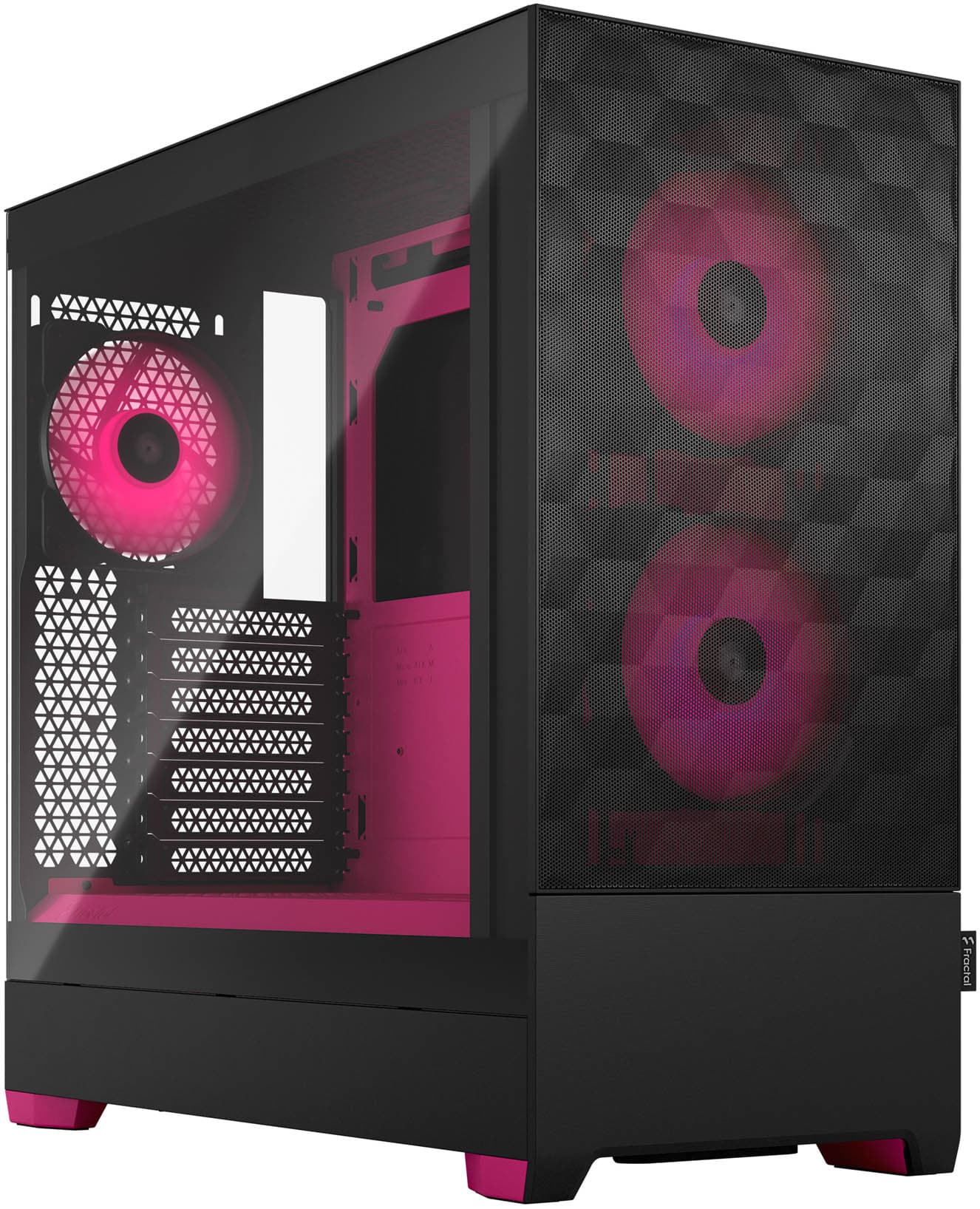 Fractal Design Pop Air RGB Mid Tower Case in Black and Magenta, ATX support, Tempered Glass Side Panel