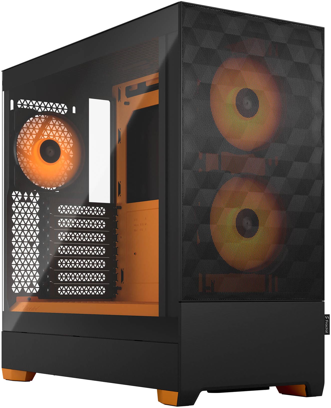 Fractal Design Pop Air RGB Mid Tower Case in Black and Orange, ATX support, Tempered Glass Side Panel