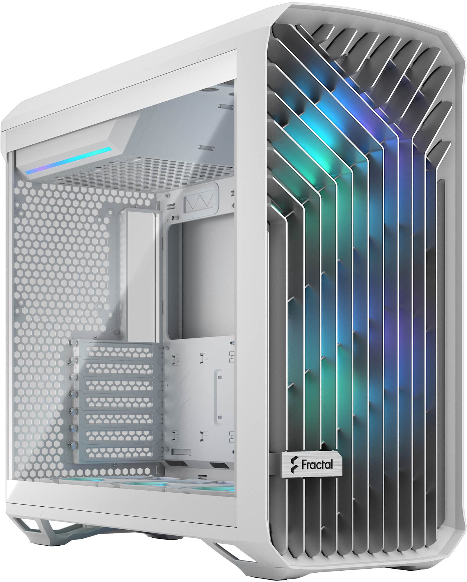 Fractal Design Torrent TG RGB Mid Tower ATX Case in White with Clear Tint Tempered Glass