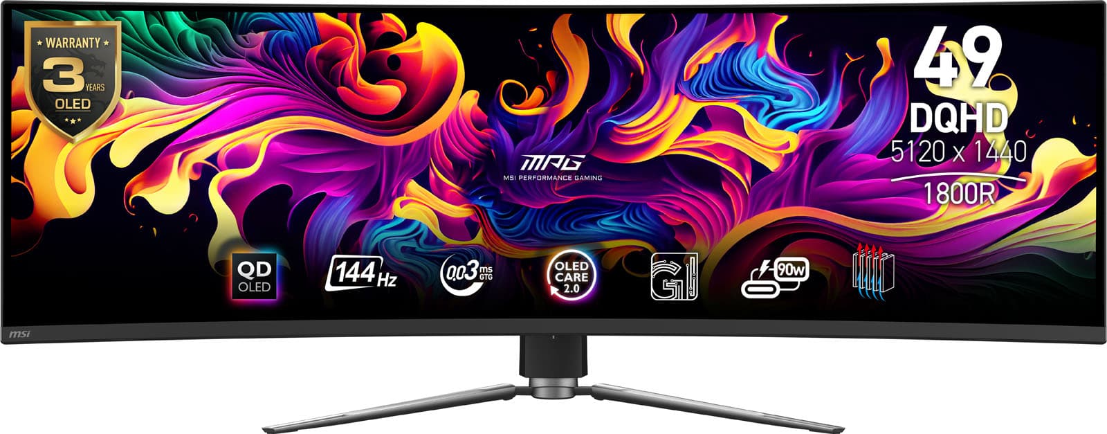 MSI MPG 491CQP Super Ultra Wide Quad HD 49" Curved Quantum Dot Gaming Monitor - Black