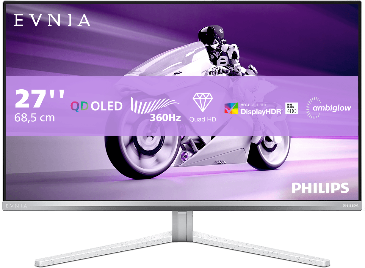 PHILIPS Evnia 27M2N8500/00 Quad HD 27" QD-OLED Gaming Monitor - White