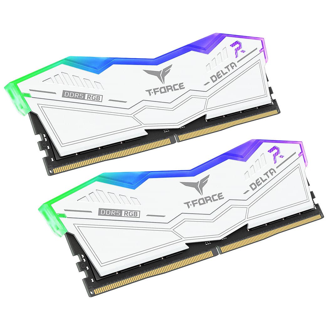 TeamGroup Delta RGB 32GB (2X16GB) DDR5 PC5-44800C30 6000MHz Dual Channel Kit - White (FF4D532G6000HC30DC01)