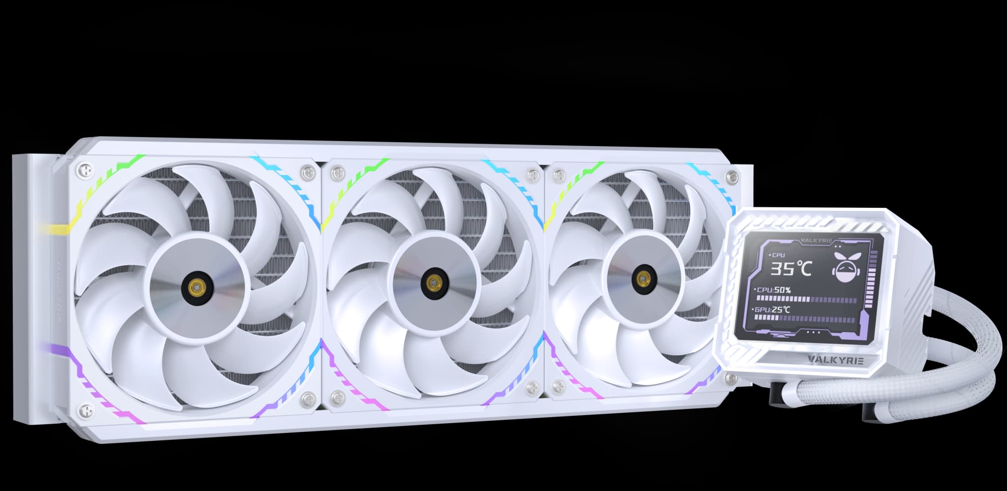 Valkyrie V360 LCD 360mm AiO Liquid CPU Cooler in White