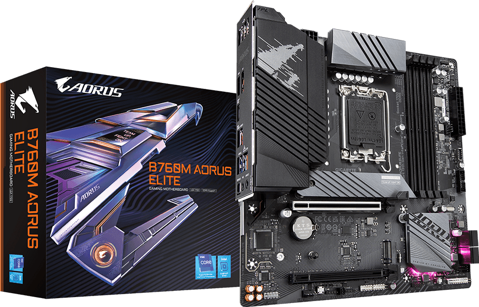 Gigabyte B760M AORUS ELITE WIFI6E AX GEN5 LGA 1700 B760 Micro-ATX Motherboard - DDR5, WIFI 6E