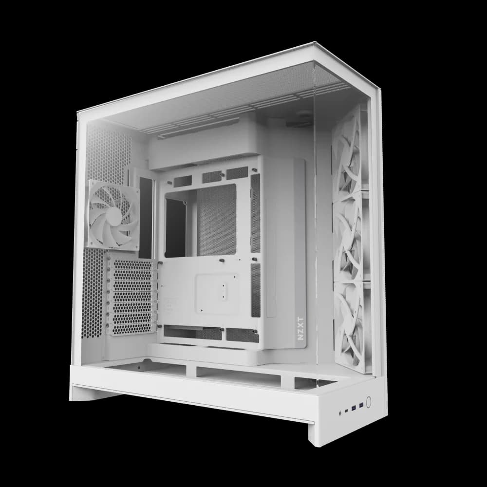 NZXT H9 FLOW RGB ATX Mid-Tower PC Case - White