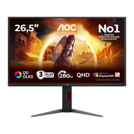 AOC Q27G4ZD Quad HD 27" QD-OLED Gaming Monitor - Black & Red, Black