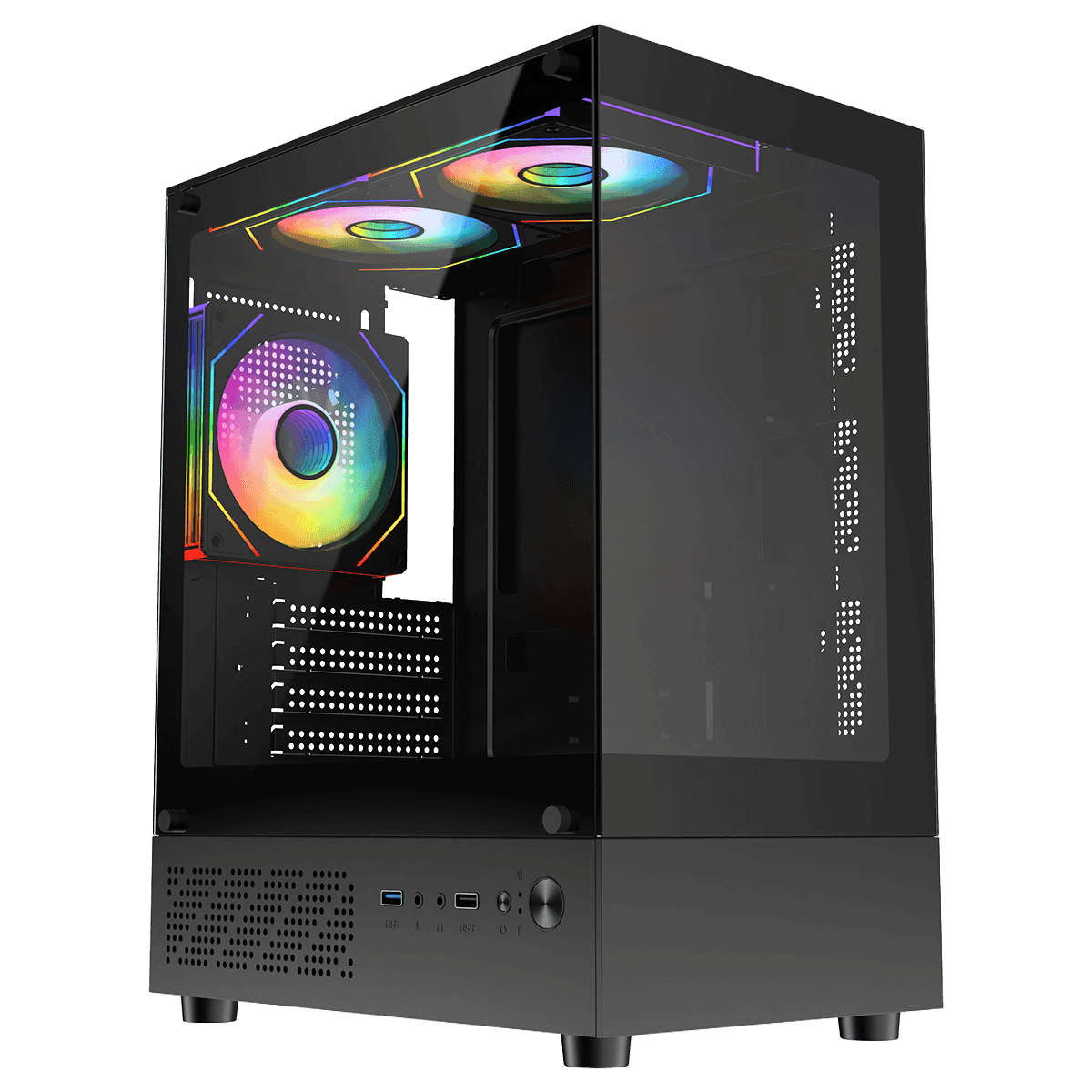 CiT Celsius Black Micro ATX Gaming Case with Tempered Glass and 3 x 120 mm ARGB PWM Infinity Fans