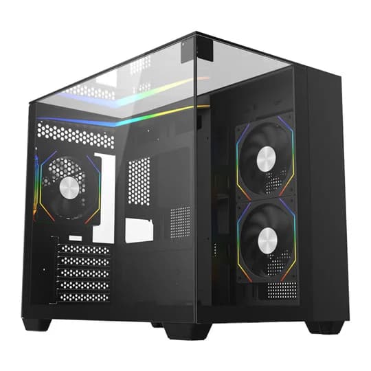 CIT Eclipse Black MicroATX PC Case with 3x Eclipse Infinity ARGB Fans