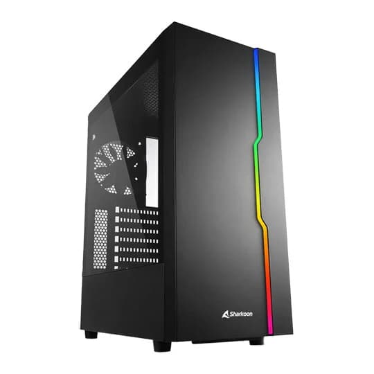 Sharkoon RGB Slider White Mid Tower Tempered Glass PC Gaming Case