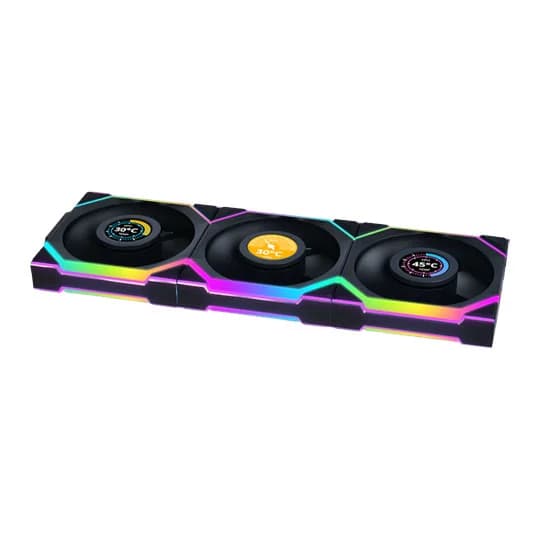 Lian Li UNI SL WIRELESS LCD RGB 120mm Fan Triple Pack - Black