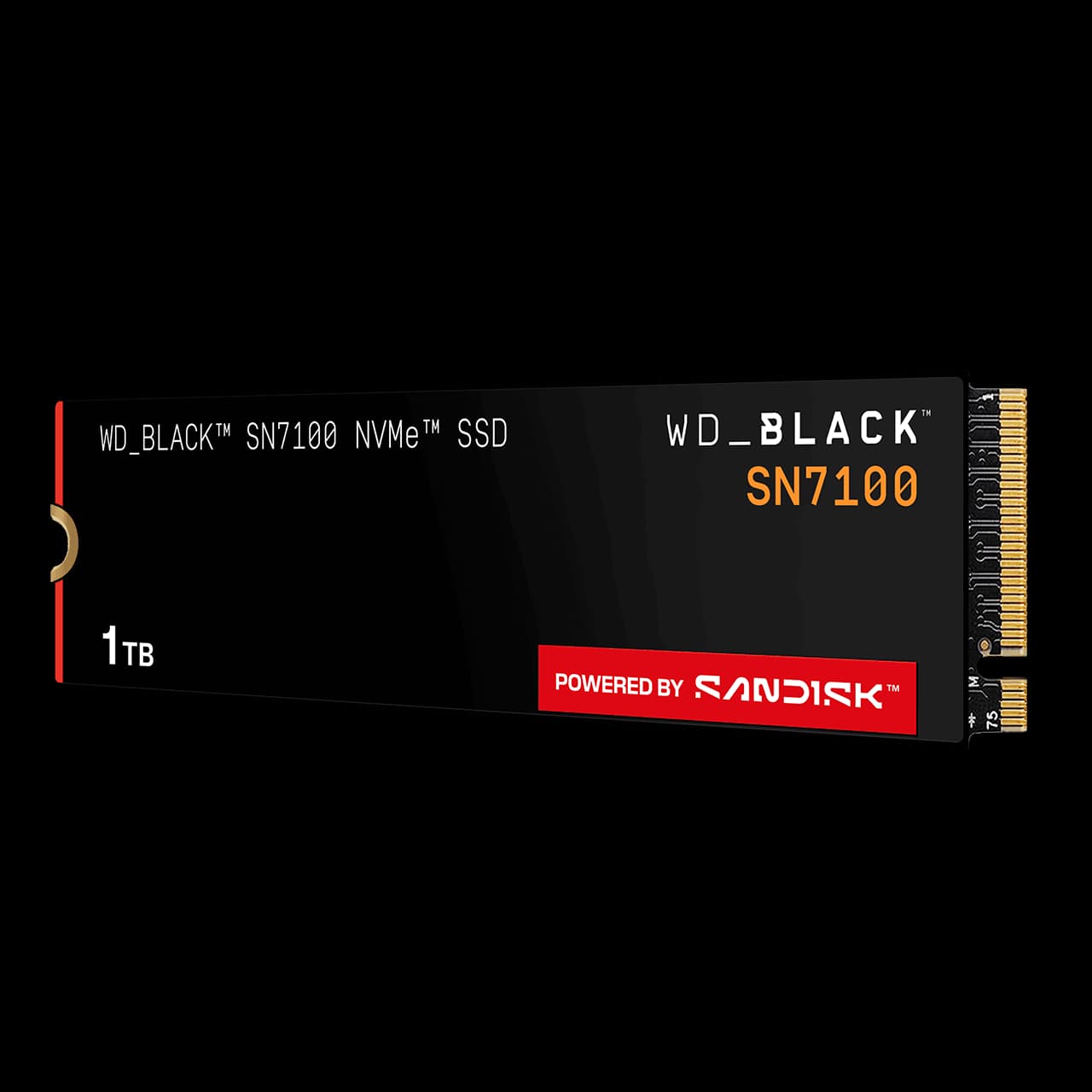 Western Digital Black SN7100 1TB M.2 NVMe PCI-E Gen4 Solid State Drive - Read 7250 MB/s, Write 6900 MB/s - WDS100T4X0E-00CJA0