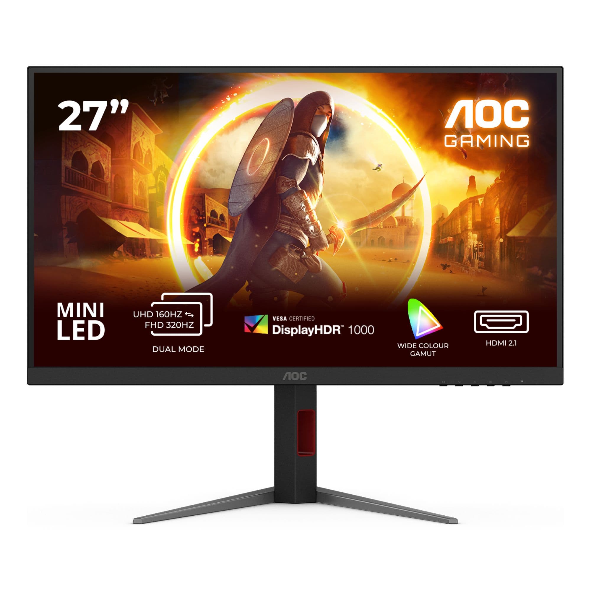 AOC U27G4XM 27" 3840 x 2160 Mini LED Fast IPS Dual-Mode 4K 160Hz / FHD 320Hz 1ms Adaptive Sync Widescreen Gaming Monitor