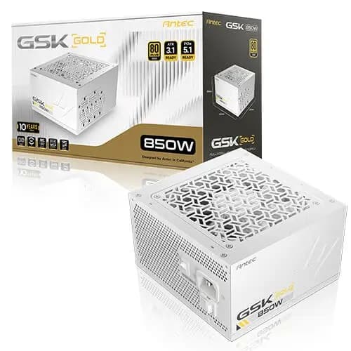 Antec GSK850 V2 850W 80+ Gold Fully Modular ATX 3.1 PCIe 5.1 Power Supply - White
