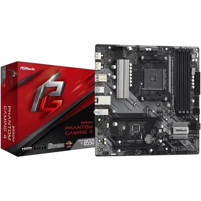 AsRock B550M Phantom Gaming 4 AMD Ryzen B550 Micro ATX DDR4 Motherboard - Socket AM4