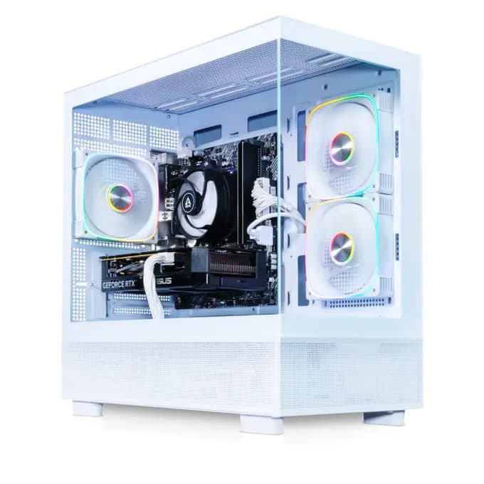 AWD-IT Charger Ryzen 5 5600 RTX 5070 12GB White Desktop PC for Gaming