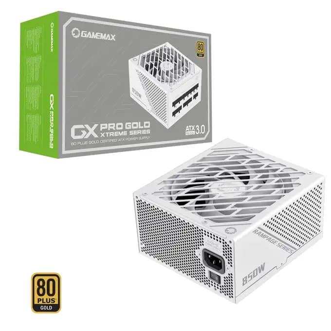 GameMax GX-850W Pro 80 Plus Gold PSU Modular ATX 3.0 PCIe 5.0 850W Power Supply - WHITE