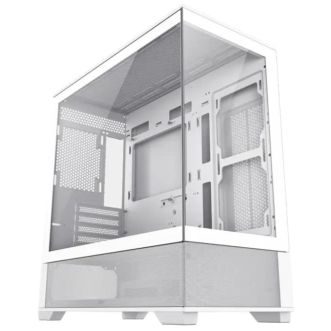 GameMax Vista Mini White MATX Gaming Case with Tempered Glass Front and Side Panels and GameMax V4.0 ARGB PWM 9 Port Fan Hub Included
