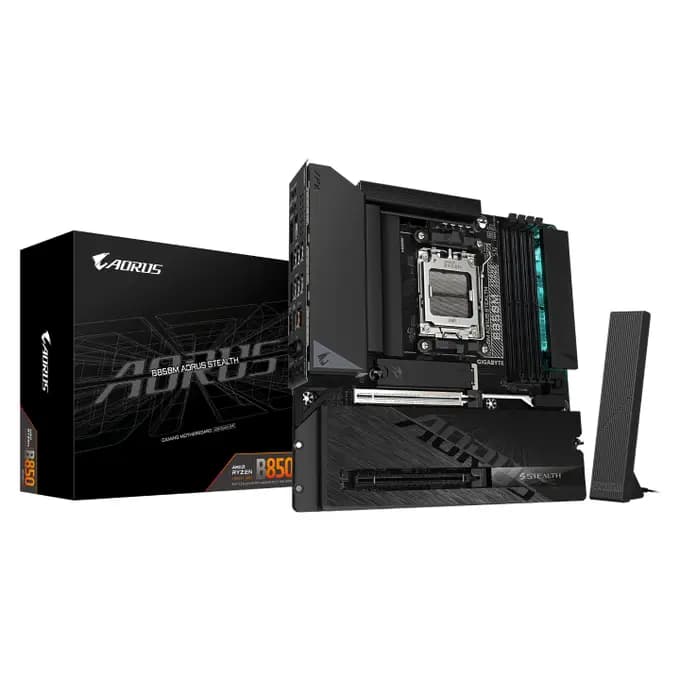 GIGABYTE B850M AORUS STEALTH AMD B850 Socket AM5 DDR5 Micro ATX Motherboard - Reverse Connector
