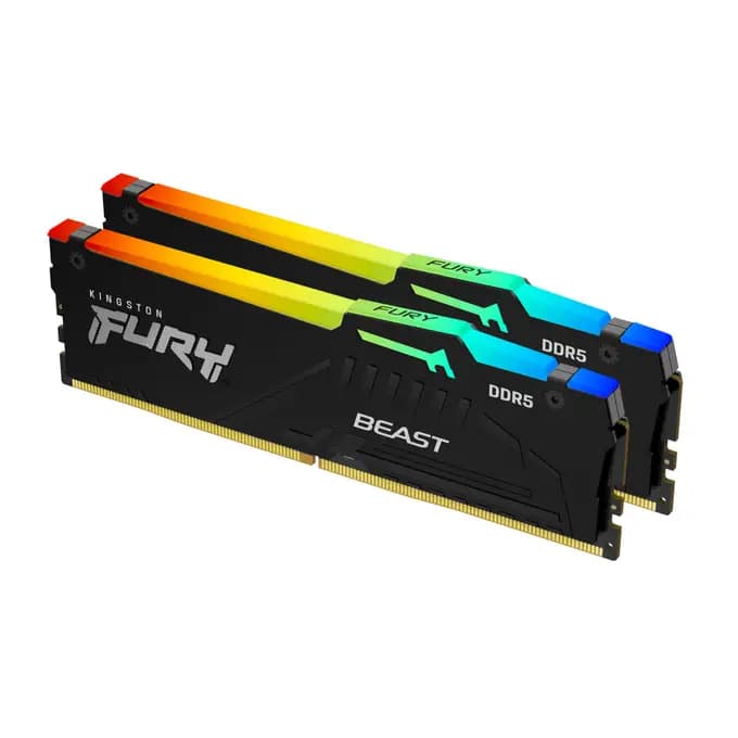 Kingston Fury Beast RGB 16GB (2x8GB) DDR5 6000MHz C36 Memory Kit - Black - KF560C36BBEAK2-16