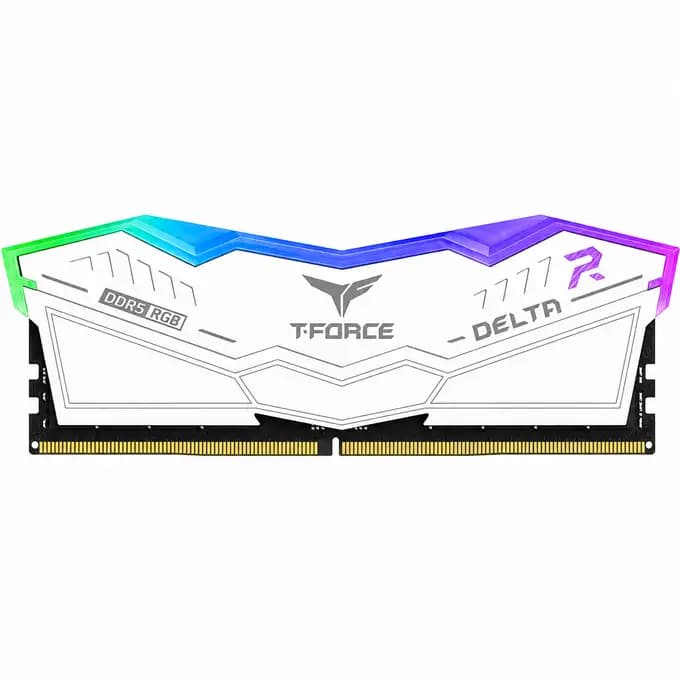 TeamGroup T-FORCE Delta RGB 32GB (2x16GB) DDR5 7200MHz CL34 Desktop Memory Kit – White – FF4D532G7200HC34ADC01