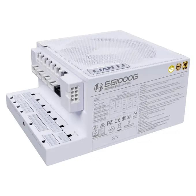 Lian Li EDGE 1000W with USB Hub ATX 3.1 PCIe 5.1 80 Plus Gold Modular Power Supply - White