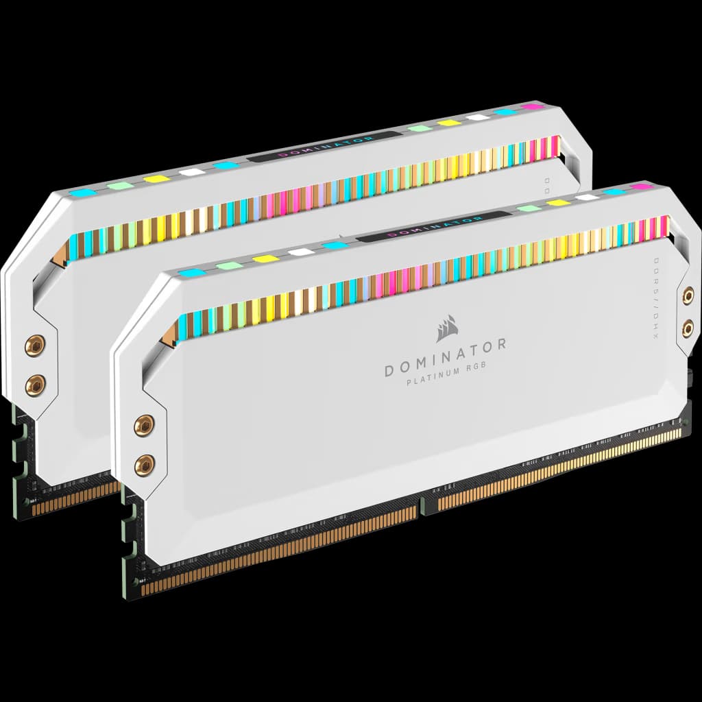 Corsair DOMINATOR PLATINUM RGB 32GB (2x16GB) DDR5 DRAM Up To 6200MT/s CL36 Memory Kit - White