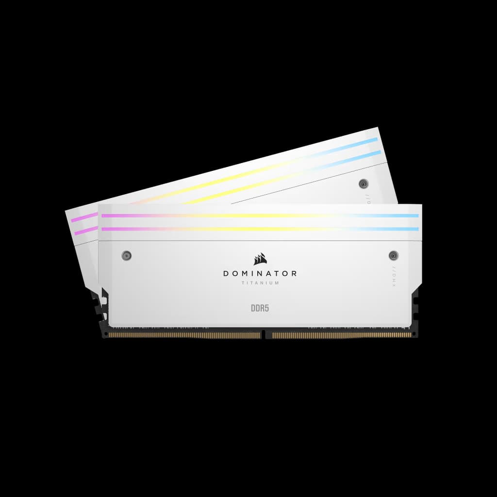 Corsair DOMINATOR TITANIUM RGB 32GB (2x16GB) DDR5 DRAM Up To 6000MT/s CL30 AMD EXPO & Intel XMP Memory Kit - White