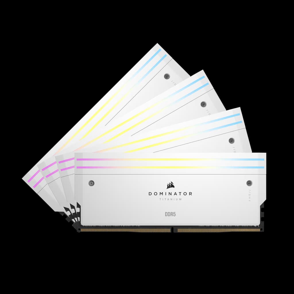 Corsair DOMINATOR TITANIUM RGB 64GB (4x16GB) DDR5 DRAM Up To 6000MT/s CL36 Intel XMP Memory Kit - White