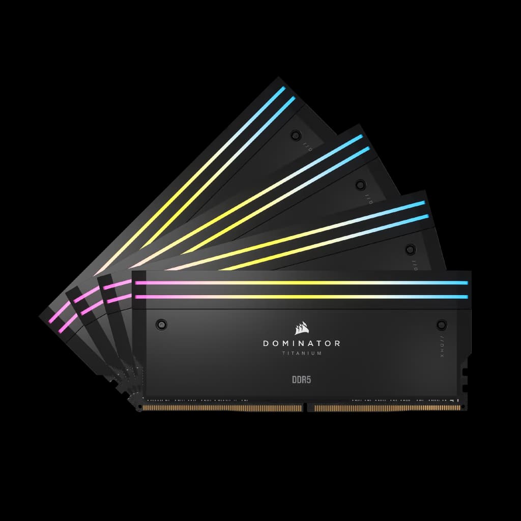 Corsair DOMINATOR TITANIUM RGB 64GB (4x16GB) DDR5 DRAM Up To 6000MT/s CL36 Intel XMP Memory Kit - Black