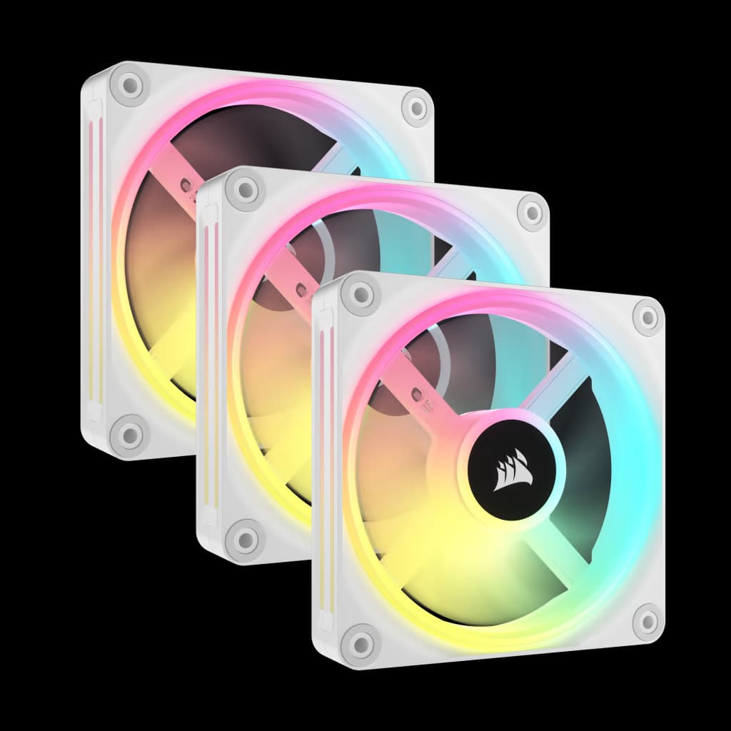 Corsair iCUE LINK QX120 RGB 120mm PWM PC Fans Starter Kit with iCUE LINK System Hub - White