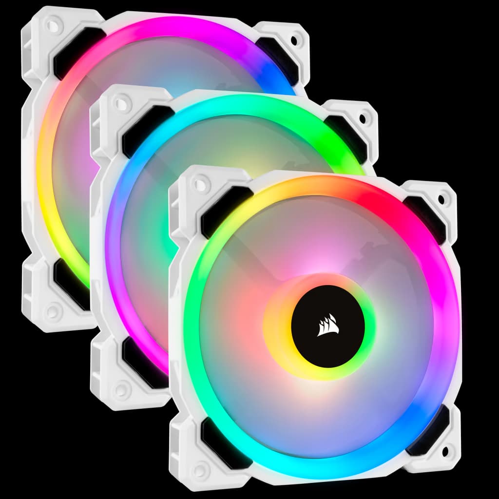 Corsair LL120 RGB 120mm Dual Light Loop White RGB LED PWM Fan - Triple Pack with Lighting Node PRO