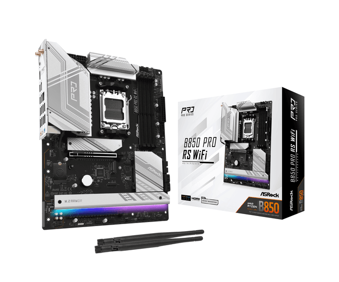 ASRock B850 Pro RS WiFi AMD Ryzen AM5 DDR5 ATX Motherboard - 90-MXBQL-A0UAYZ