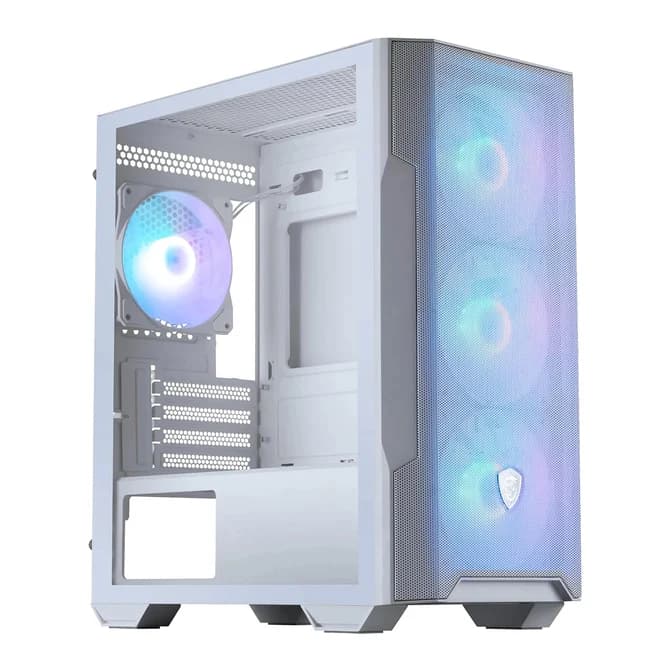 MSI MAG FORGE M100R ARGB Tempered Glass Windowed mATX Mid Tower PC Gaming Case - White
