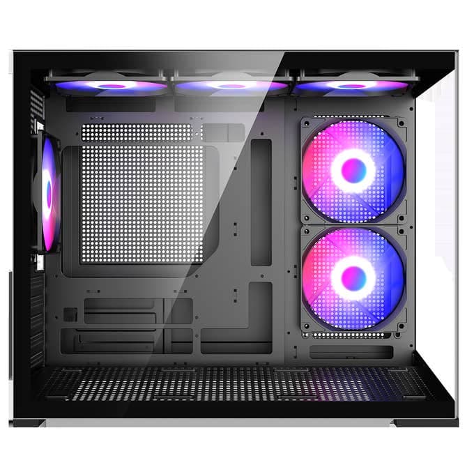 CiT Chasm Micro-ATX Gaming Case - Tempered Glass, 10 Degree Slanted Base, 6 x ARGB Fans - Black