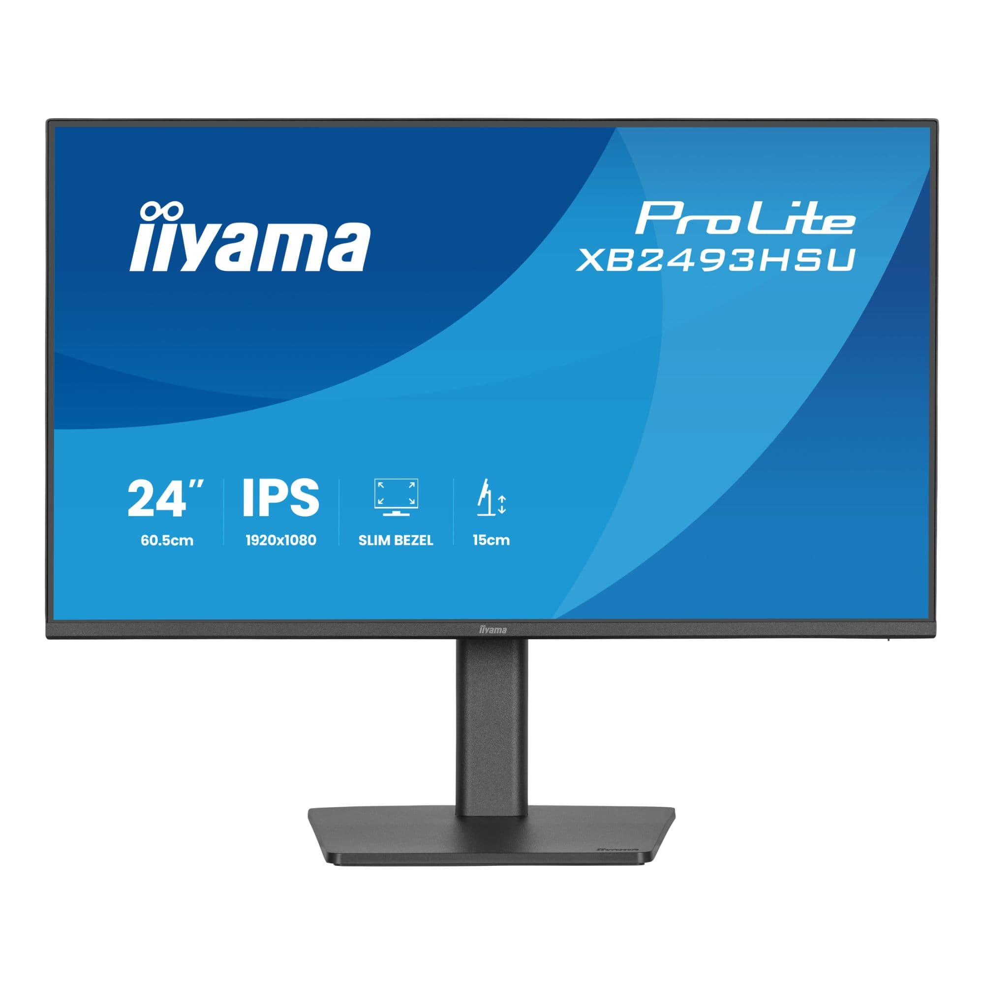 iiyama ProLite XB2493HSU-B1 23.8" Full HD IPS 120Hz 1ms Height Adjustable Monitor with Speakers - Matte Black