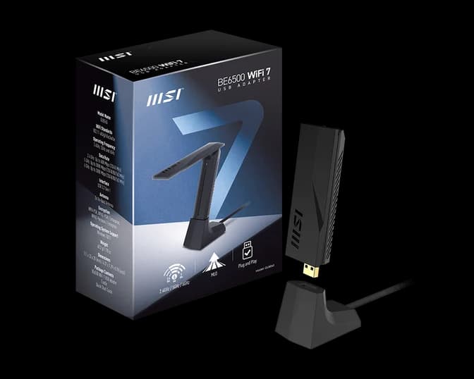 MSI BE6500 WiFi 7 Tri-Band USB Adapter