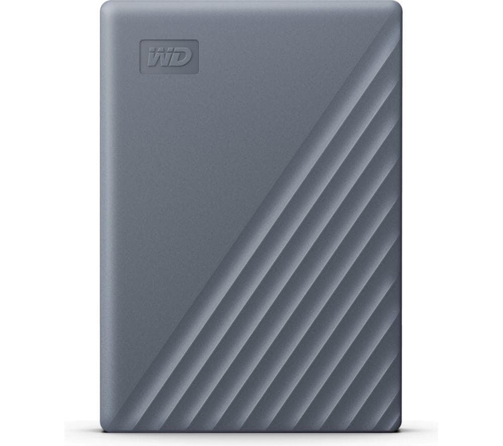 WD My Passport Portable Hard Drive - 5 TB, Grey, Silver/Grey